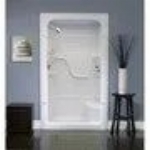 Cabine de douche blanche de 48 po en acrylique avec drain à gauche, 3 pièces