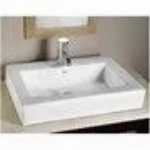 Lavabo blanc de 23 po x 17,5 po pour dessus de comptoir, avec u