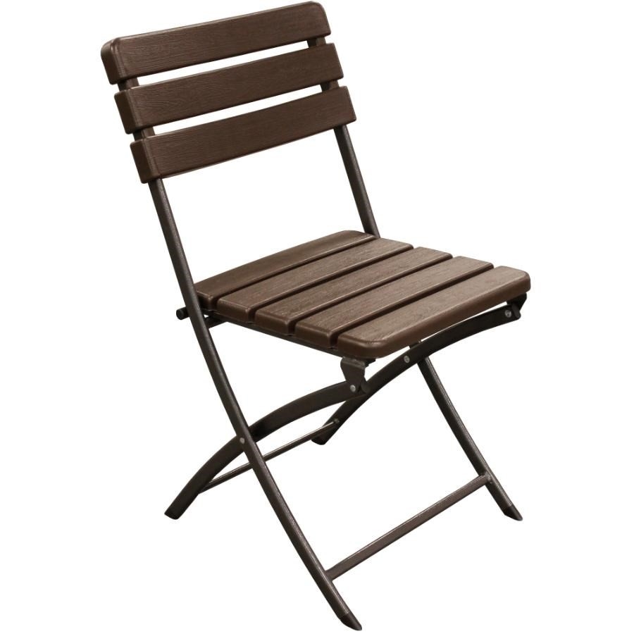 Chaise pliante en résine imitation de bois, brun