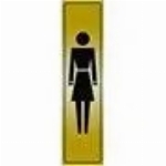 Affiche autocollante métallique de 2 po x 8 po, symbole des toilettes pour femmes