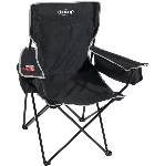 Chaise de camping noire avec porte-gobelet