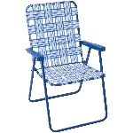Chaise pliante haut dossier toile bleu et blanc