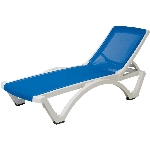 Chaise longue à tissu tendu Baja, bleu et blanc